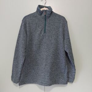 HAGGAR Cool 18 Pro 1/4 Zip Pullover Men's Size Large Green Sweater Fleece